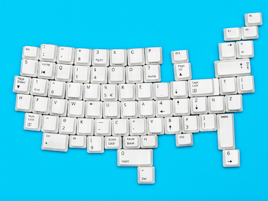 United States with keyboard keys