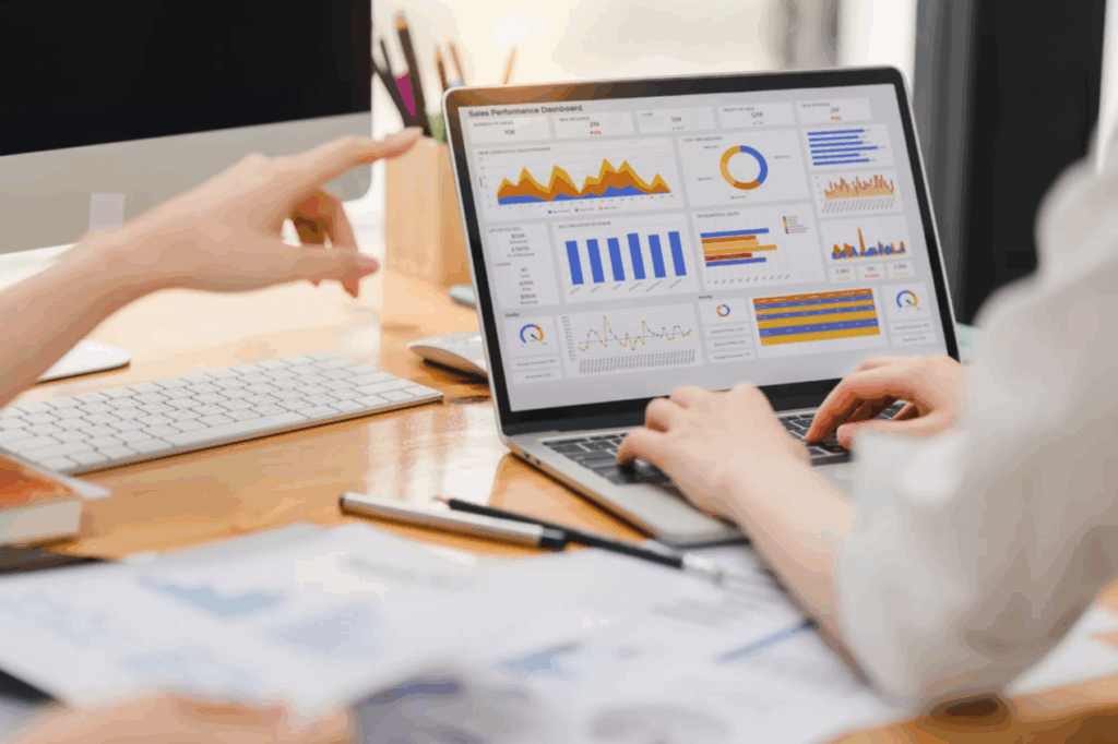 Analytics on computer screen